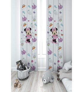 MEKTA HOME BEBEK VE ÇOCUK ODASI Minnie Mause Küçük Figür Desenli 2 Kanat Fon Perde