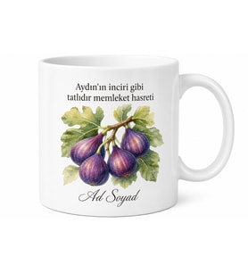 Aydın İncir Temalı Memleket Baskılı Kupa Bardak Hediye Porselen Mug
