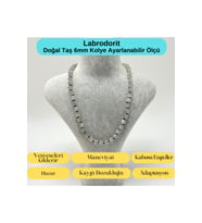 SERTİFİKALI Labrodorit Doğal Taş 6mm Makrome Kolye 45cm- 55cm Ayarlanabilir Ölçü