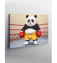 Kanvas Tablo Boksör Panda Şampiyon