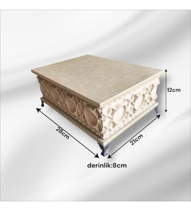 Ahşap- Ham Mdf- Desenli-takı-makyaj-aksesuar-çok Amaçlı- Ayaklı dikdörtgen Dekoratif Kutu