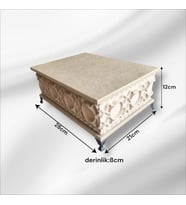 Ahşap- Ham Mdf- Desenli-takı-makyaj-aksesuar-çok Amaçlı- Ayaklı dikdörtgen Dekoratif Kutu