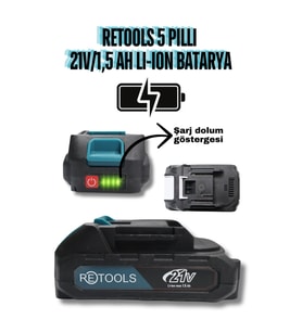 5 Pilli Li-ion Batarya 21V/1.5AH Mavi