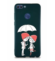 Huawei P Smart Soft Premier Kapak Aşk Tasarımlı Silikon Kılıf - Yeşil (Şeffaf)