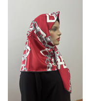 Ladycoco Parlak Royan Eşarp Bordo  Beyaz Gri