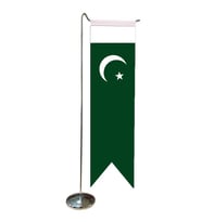 Masa Üstü Kırlangıç Pakistan Bayrağı + Krom L Direk Masa Bayrak Seti