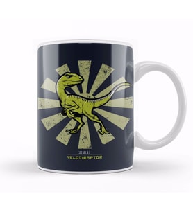 Velociraptor Retro Japanese Kupa Bardak Porselen