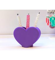 Northcity 3D Baskı Kalp Şekilli Kalemlik - Masaüstü Organizer - Mor