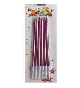 Metalik Krom Pembe Mum 6 Adet