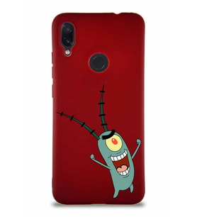 Xiaomi Redmi Note 7 Soft Premier Kapak Plankton Tasarımlı Silikon Kılıf - Mürdüm (Şeffaf)