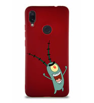 Xiaomi Redmi Note 7 Soft Premier Kapak Plankton Tasarımlı Silikon Kılıf - Mürdüm (Şeffaf)