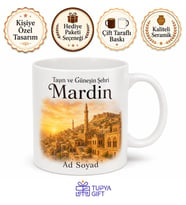 Mardin Güneş ve Taş Temalı Baskılı Kupa Bardak Hediye Porselen Mug