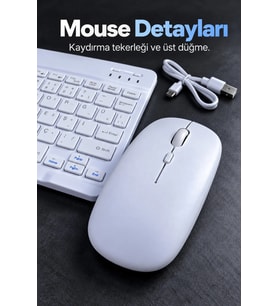 Kablosuz Klavye Mouse Seti Beyaz Türkçe Q