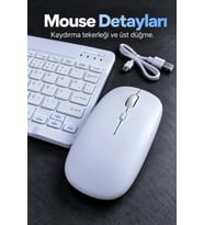 Kablosuz Klavye Mouse Seti Beyaz Türkçe Q