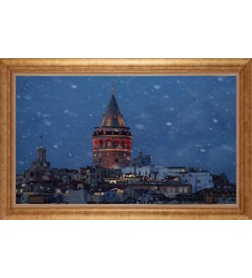 Çerçeveli Paspartulu Manzara Tablo ah868 (Gold)