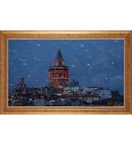 Çerçeveli Paspartulu Manzara Tablo ah868 (Gold)