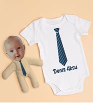 BK Kids Kişiye Özel Fotoğraflı Bebek Yastık ve Bebek Body Zıbın Hediye Seti - Model 48