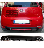 Fiat Punto Difüzör Arka Tampon Eki 4 Egzoz Çıkışlı Siyah Lüx Tip
