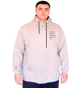 Mode XL Büyük Beden Erkek Kapüşonlu Sweatshirt Fermuarlı 3 İp BRONX U24560 Gri
