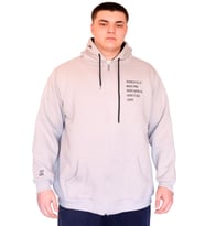 Mode XL Büyük Beden Erkek Kapüşonlu Sweatshirt Fermuarlı 3 İp BRONX U24560 Gri