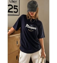 Unisex Pleasure Baskılı Oversize Tshirt (Lacivert)