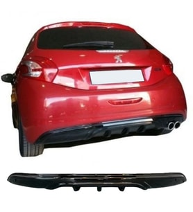 Peugeot 208 Difüzör Parlak Siyah Plastik 2012-2018 Arka-difizör-bodykit-ek-karlık