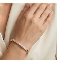 Lorivelle Kadın Paslanmaz Çelik Kelepçe Bileklik  14K Altın Kaplama Kararmaz Gold Modern Minimalist Tasarım