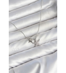 Pirinç Gümüş Renk Minimal Yıldız Model Kadın Kolye TJ-BKO11146