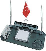 Sentez Bayrak Hediyeli Bloknot Masa İsimliği (Gümüş)
