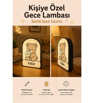 Kişiye Özel İsimli Çiçekli Sevimli Ayıcık Gece Lambası Sıcak Işıklı Çocuk ve Bebek Odası Dekoru