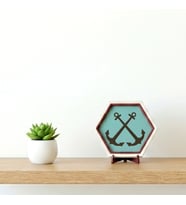 Denizi Sevenler İçin Çapa Tasarımlı Minimal 10x10 cm Dekoratif Obje, Yaşam Alanınıza Özel Aksesuar