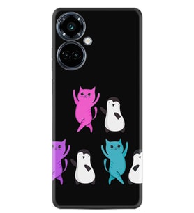 Camon 19 Pro Kılıf Resimli Desenli Silikon Platinium Series Cat Dance 1824