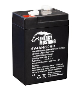 Energy Mustang 6 Volt 4 Amper Kuru Işıldak Aküsü (70x48x101 Mm) (Siyah)