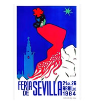 Ispanya 1964 Sevilla Nisan Fuarı Poster Tablo Ahşap Poster Dekoratif
