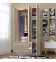 Kenzlife gardırop 3 kapılı 2 çekmeceli fesleğen 180*120*52 crd XLARGE kapaklı gardolap dolap