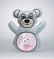 BK Gift Tatlı Tavşan Tasarımlı Mavi Ayıcık Yastık-1