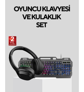 Gaming Set LED'li Klavye Mouse + Bluetooth 5.2 Kulaklık Oyuncu Paketi
