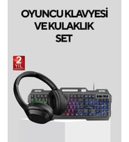 Gaming Set LED'li Klavye Mouse + Bluetooth 5.2 Kulaklık Oyuncu Paketi