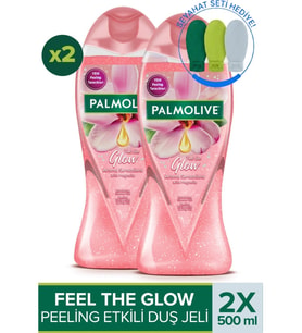 Palmolive Aroma Sensations Feel the Glow Peeling Etkili Banyo ve Duş Jeli 2 x 500 ml + Seyahat Kiti Hediye