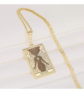 Tasarım The Star Tarot Kolye 925K Gümüş (Gold)