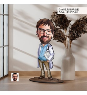 BK Gift Kişiye Özel Doktor Karikatürlü Büyük Boy Ahşap Biblo-1 Arkadaşa Hediye , Sevgiliye Hediye, Kişiye Özel Biblolar