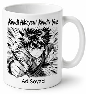 Manga Stil Tasarımlı Baskılı Kupa Bardak Anime Hediye Porselen Mug