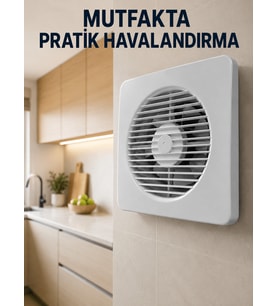 150 mm Duvar ve Tavan Tipi Aspiratör 20,8 x 20,8 cm 320 m³/h Hava Aktarım Kapasiteli