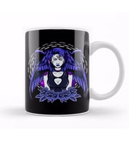 Awesome Gothic Angel Girl Wings & Flowers Kupa Bardak Porselen