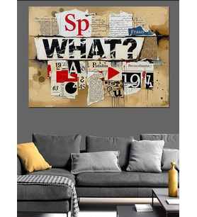 Soyut Gazete Yazıları Poster Dekoratif Kanvas - Mdf Ahşap Tablo