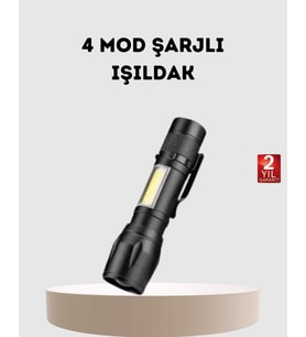 Profesyonel 4 Modlu Şarjlı El Feneri 1300 mAh Batarya Cree LED Teknolojisi