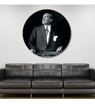 Yuvarlak Temperli Gerçek Cam Tablo Yukarı Bakan Atatürk