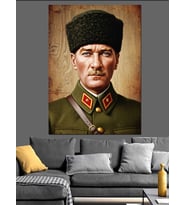 Askeri Mustafa Kemal Atatürk Dekoratif Kanvas - Mdf Ahşap Tablo