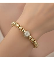 STİL İNCİSİ/XUPING JEWELRY ORTASI YUVARLAK ZİRKON TAŞLI BİLEKLİK (Altın Rengi)