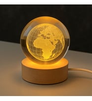3D Led Işıklı Dünya Kristal Cam Küre Gece Lambası